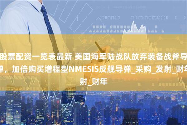 股票配资一览表最新 美国海军陆战队放弃装备战斧导弹，加倍购买增程型NMESIS反舰导弹_采购_发射_财年