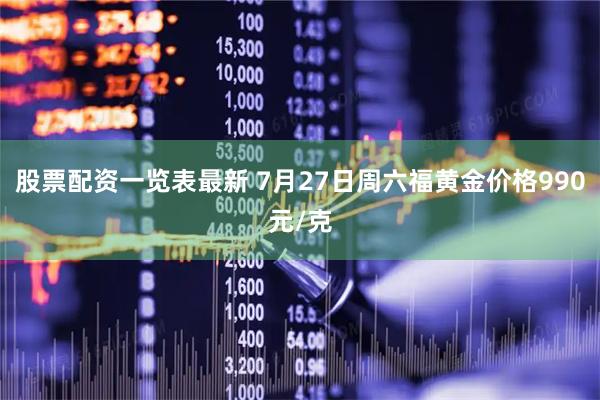 股票配资一览表最新 7月27日周六福黄金价格990元/克